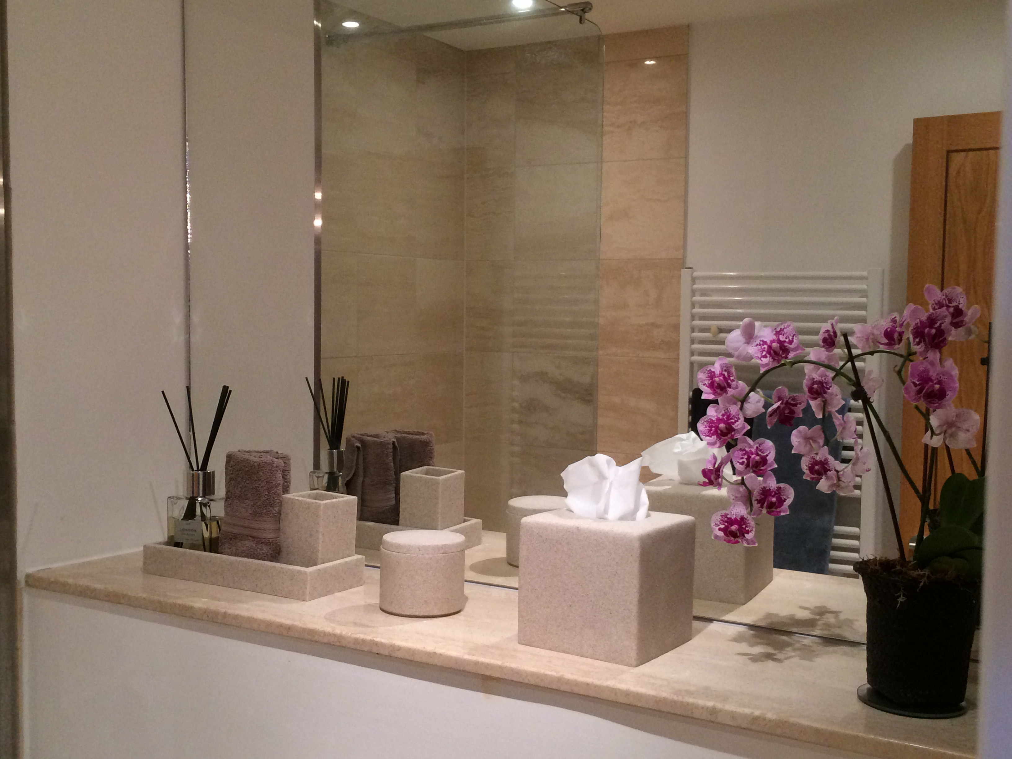 En-Suite interior design and styling details by Moji Salehi at Moji Interiors in Hove.