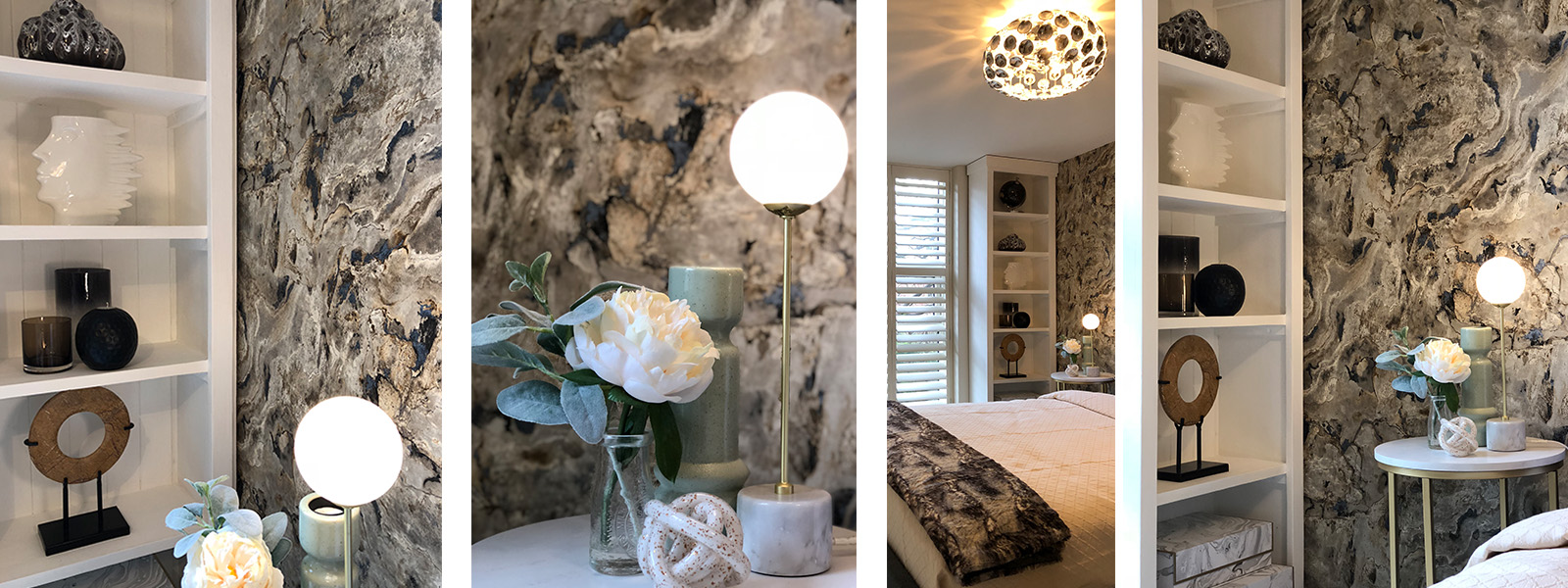 Bedroom interior design and styling details by Moji Salehi at Moji Interiors in Hove.